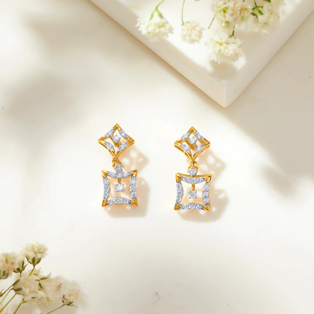 Twilight Tesseract Gold & Diamond Earring - Image 2