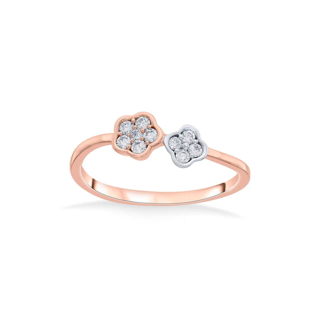 Twin Flowers Cocktail Diamond Ring - Image 3