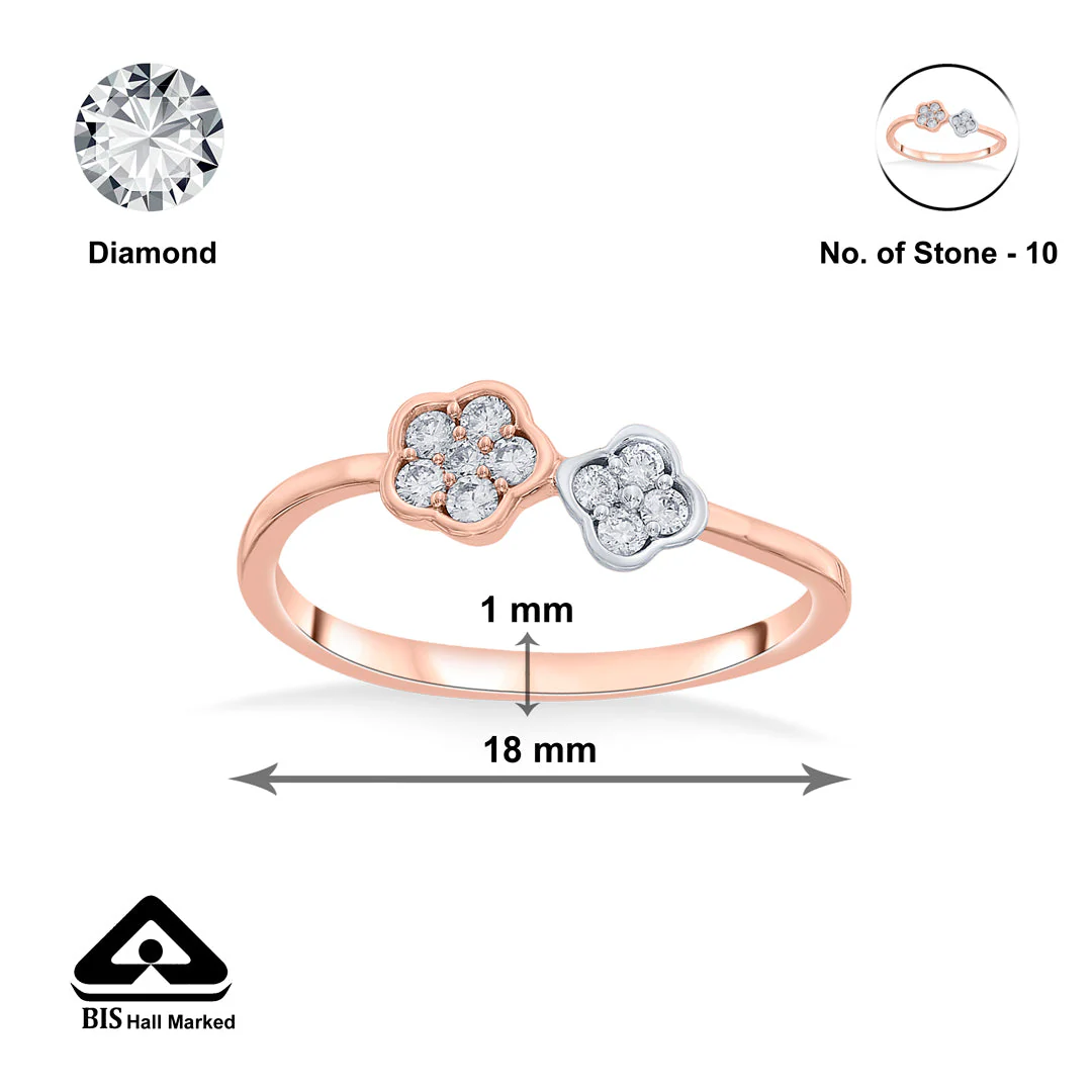 Twin Flowers Cocktail Diamond Ring - Image 6