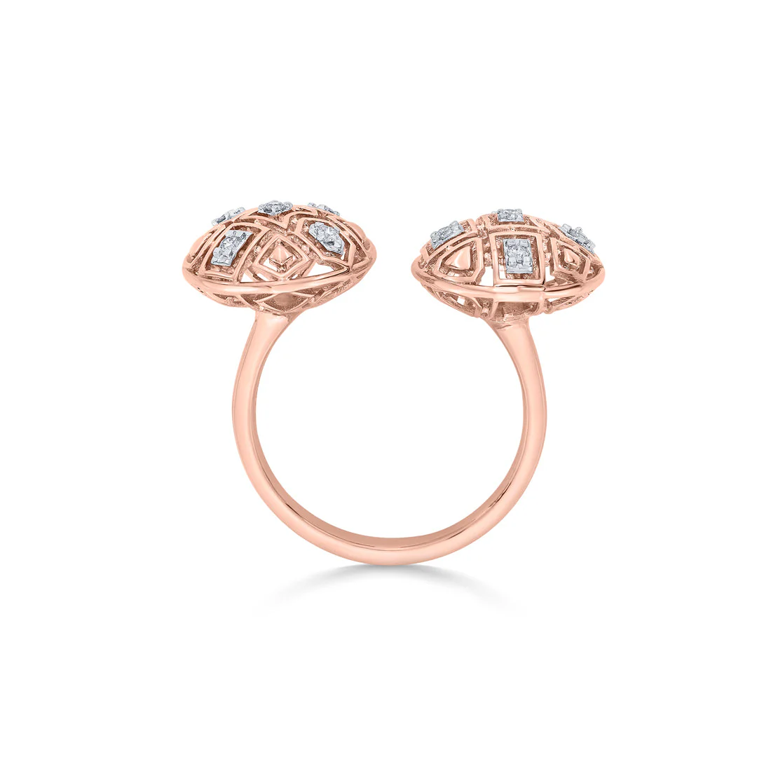 Twin Spheres Cocktail Diamond Ring - Image 5