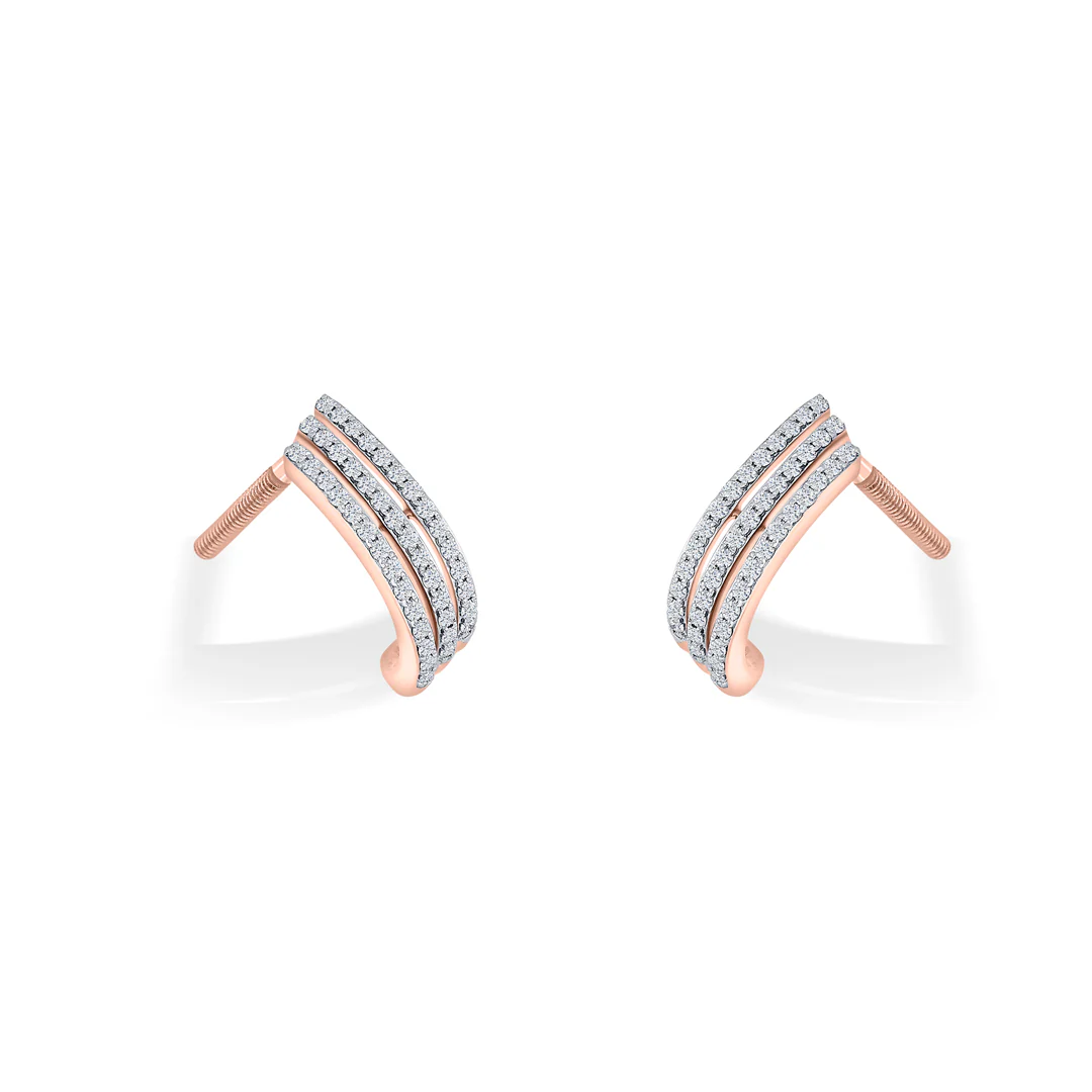 Twinkling Threads Rose Gold Hoops & Huggies Earring for Women - Image 4