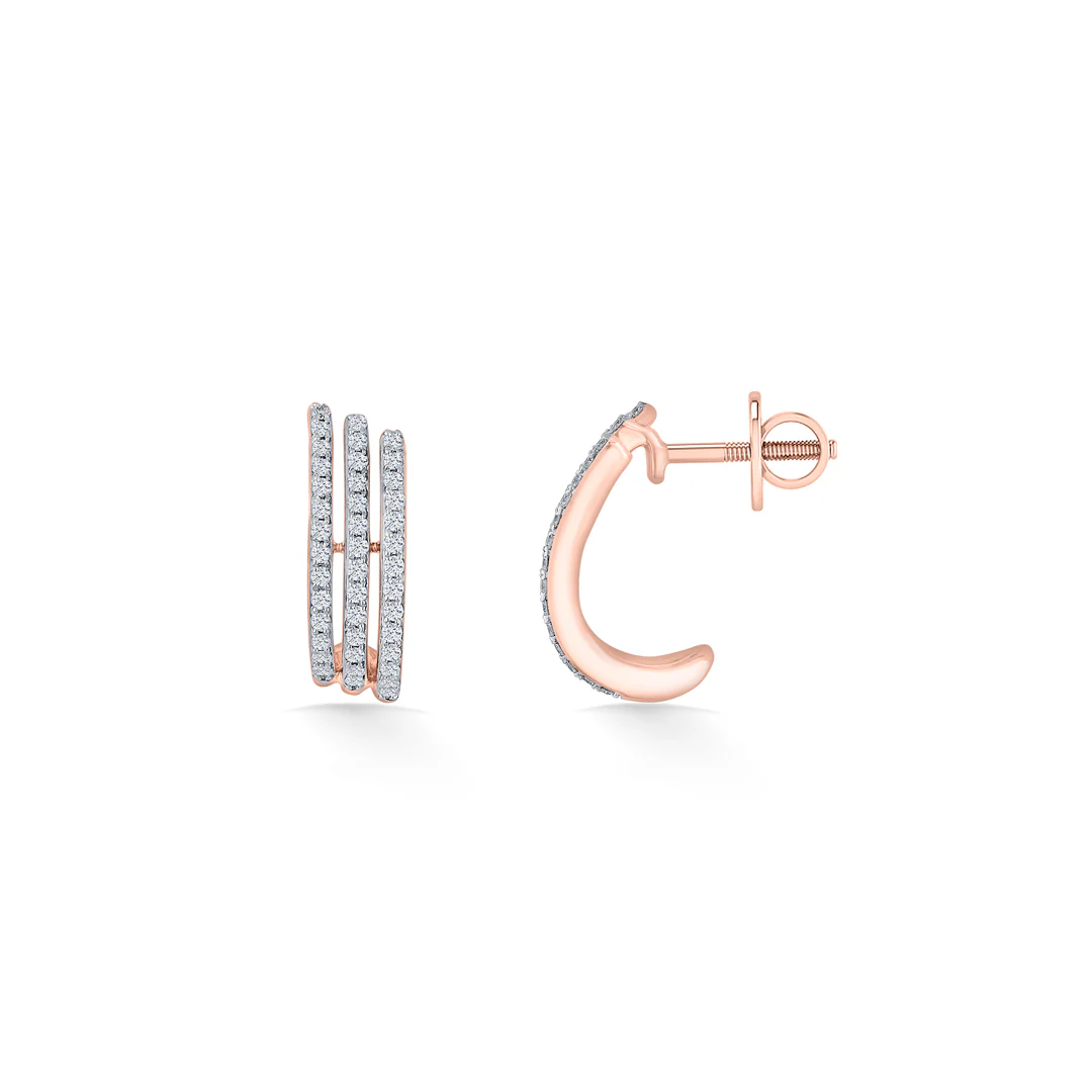 Twinkling Threads Rose Gold Hoops & Huggies Earring for Women - Image 5