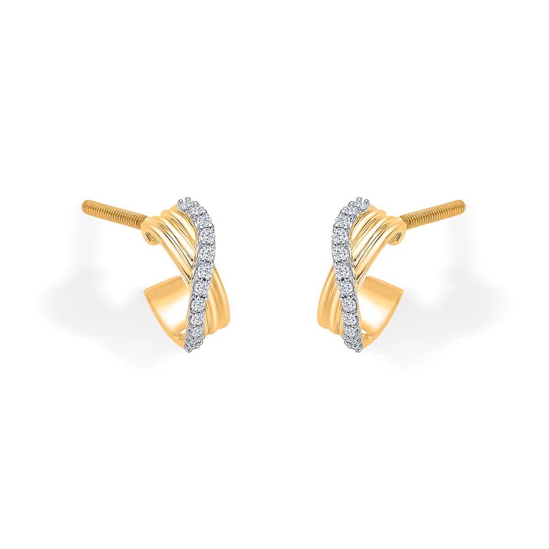 Vervena Twist Gold & Diamond Earring - Image 4