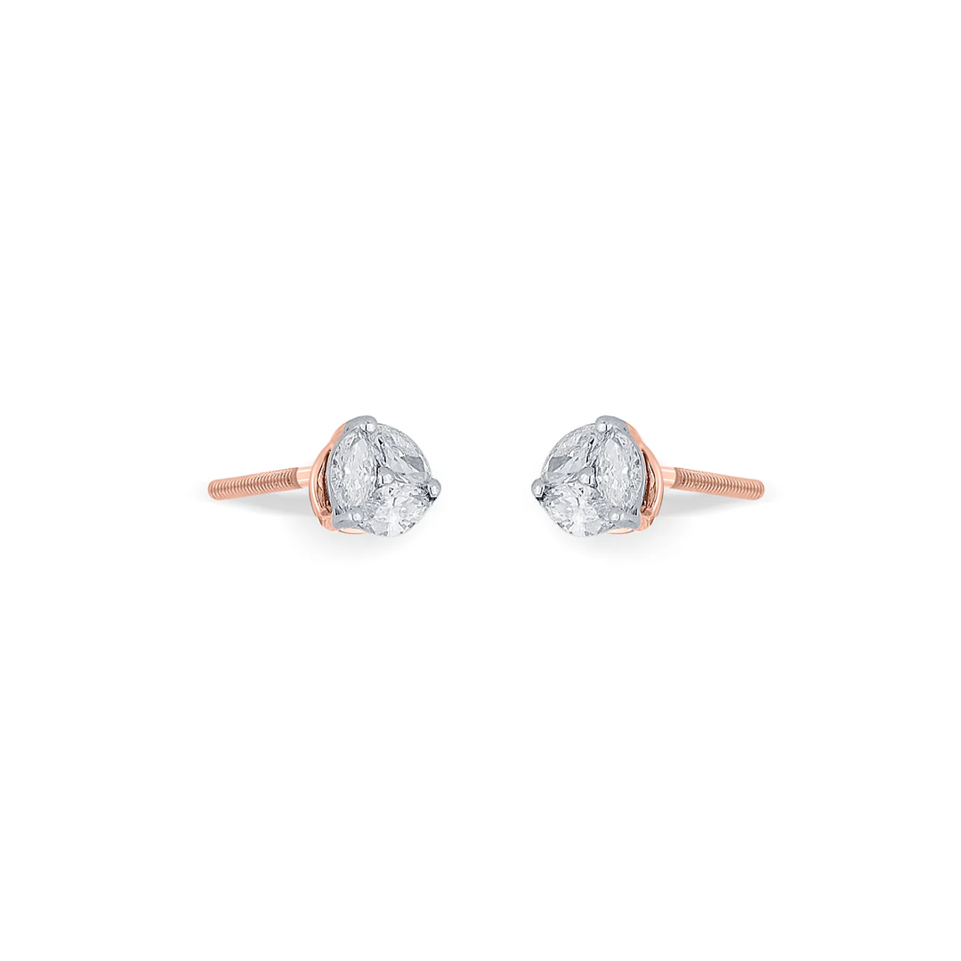 Victorian Shine Gold & Diamond Stud Earring For Women - Image 4