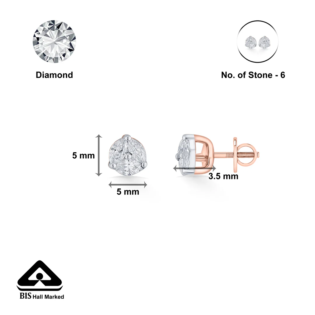 Victorian Shine Gold & Diamond Stud Earring For Women - Image 6