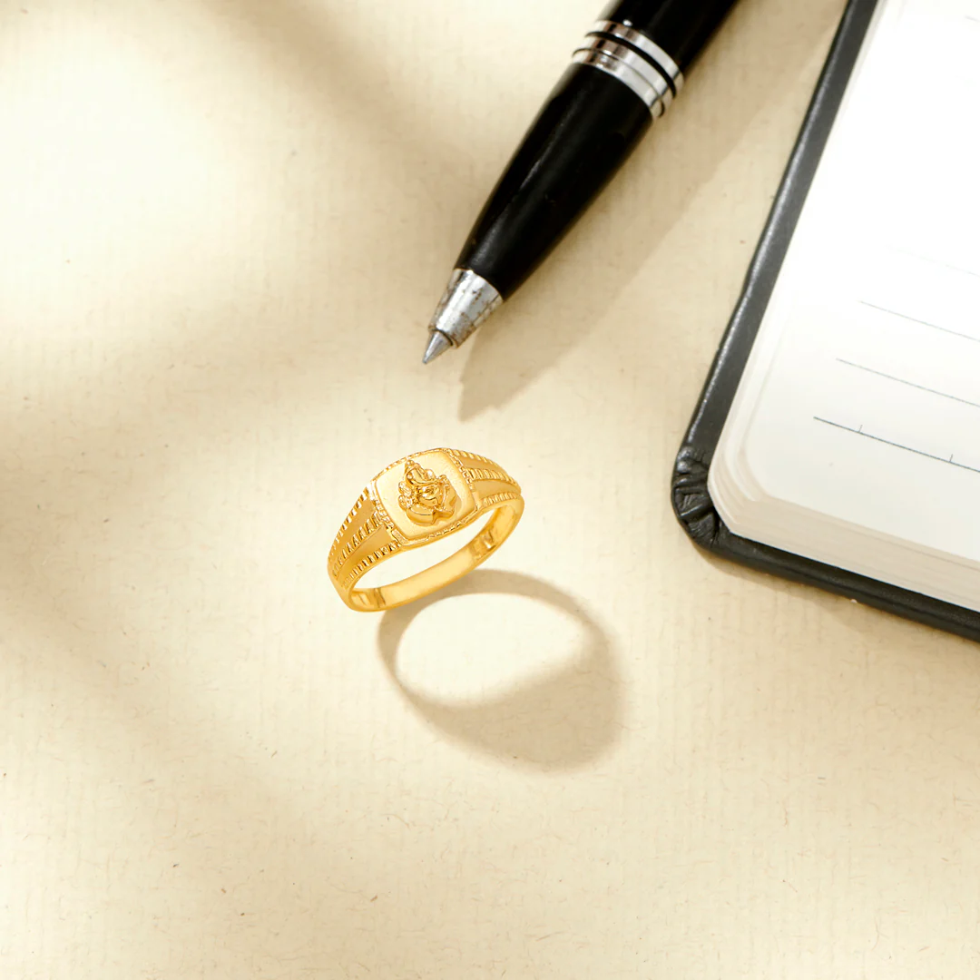 Vinayak Ganesha Yellow Gold Men's Ring