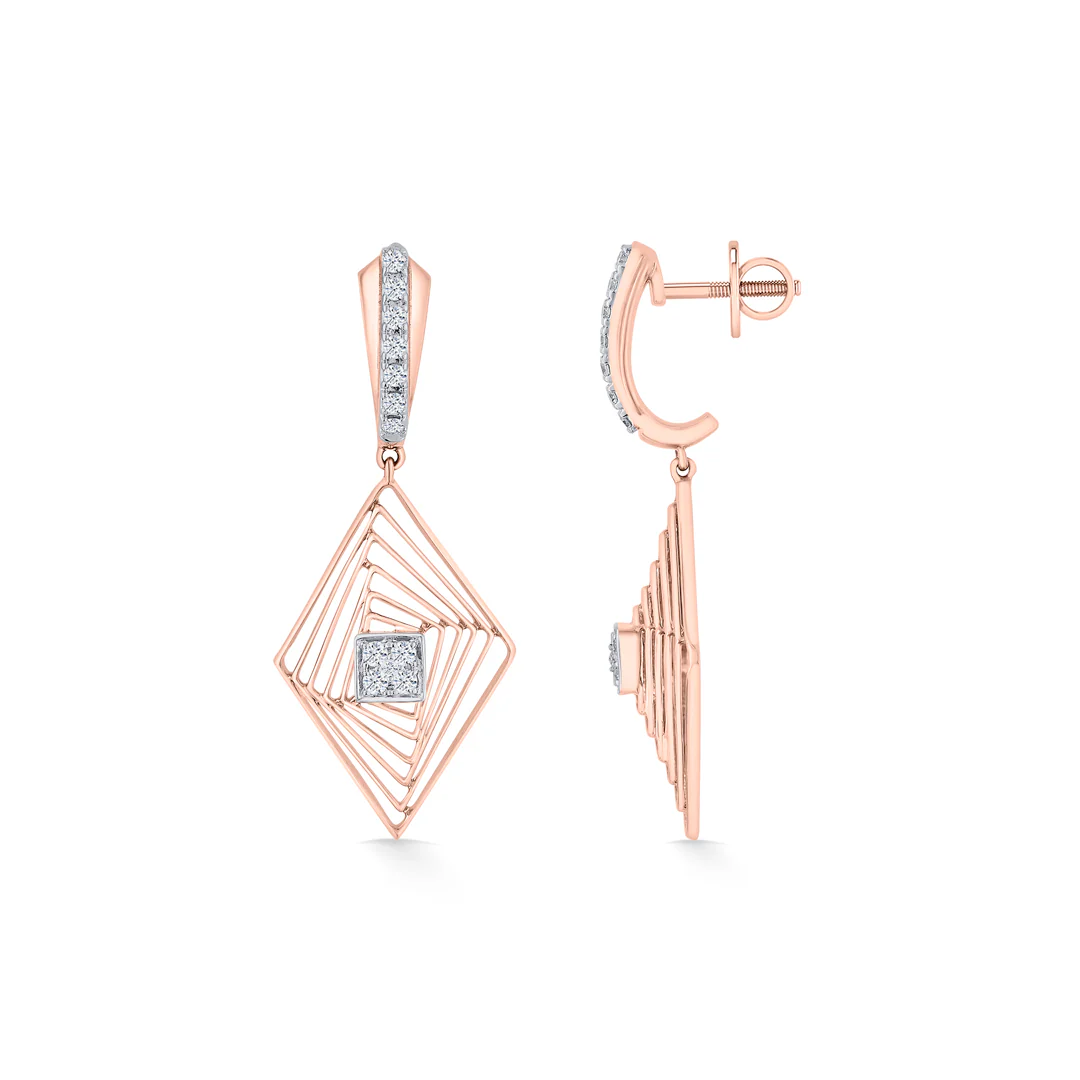 Vortex Glint Gold Stud Diamond Earring - Image 5