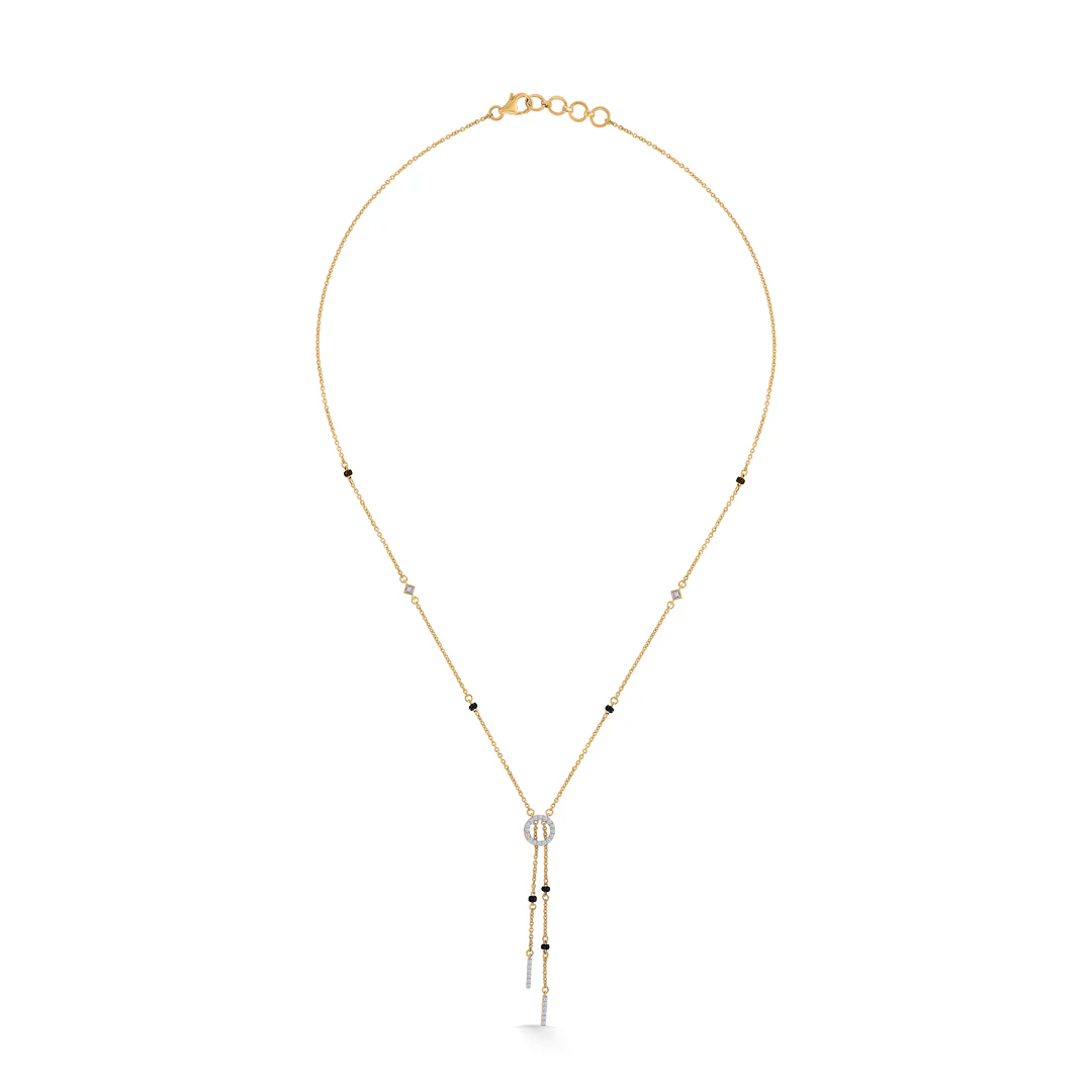 Whimsical String Gold & Diamond Modern Mangalsutra for Women - Image 2