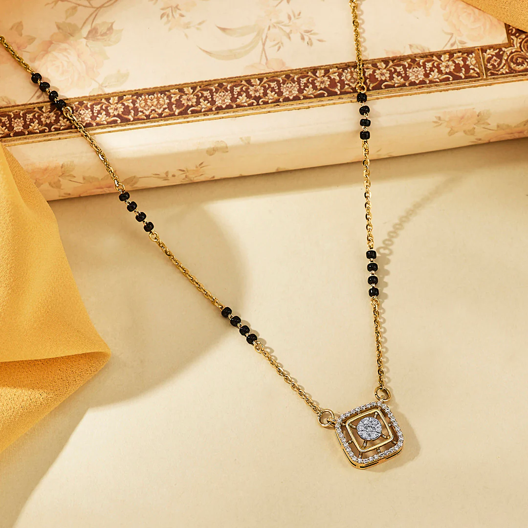 Whispering Leaves Gold Modern Mangalsutra for Women