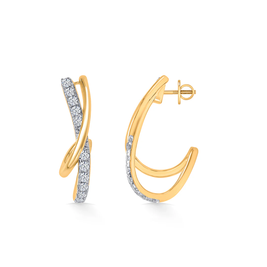 Xquisite Shine Gold & Diamond Hoops & Huggies Earring - Image 3