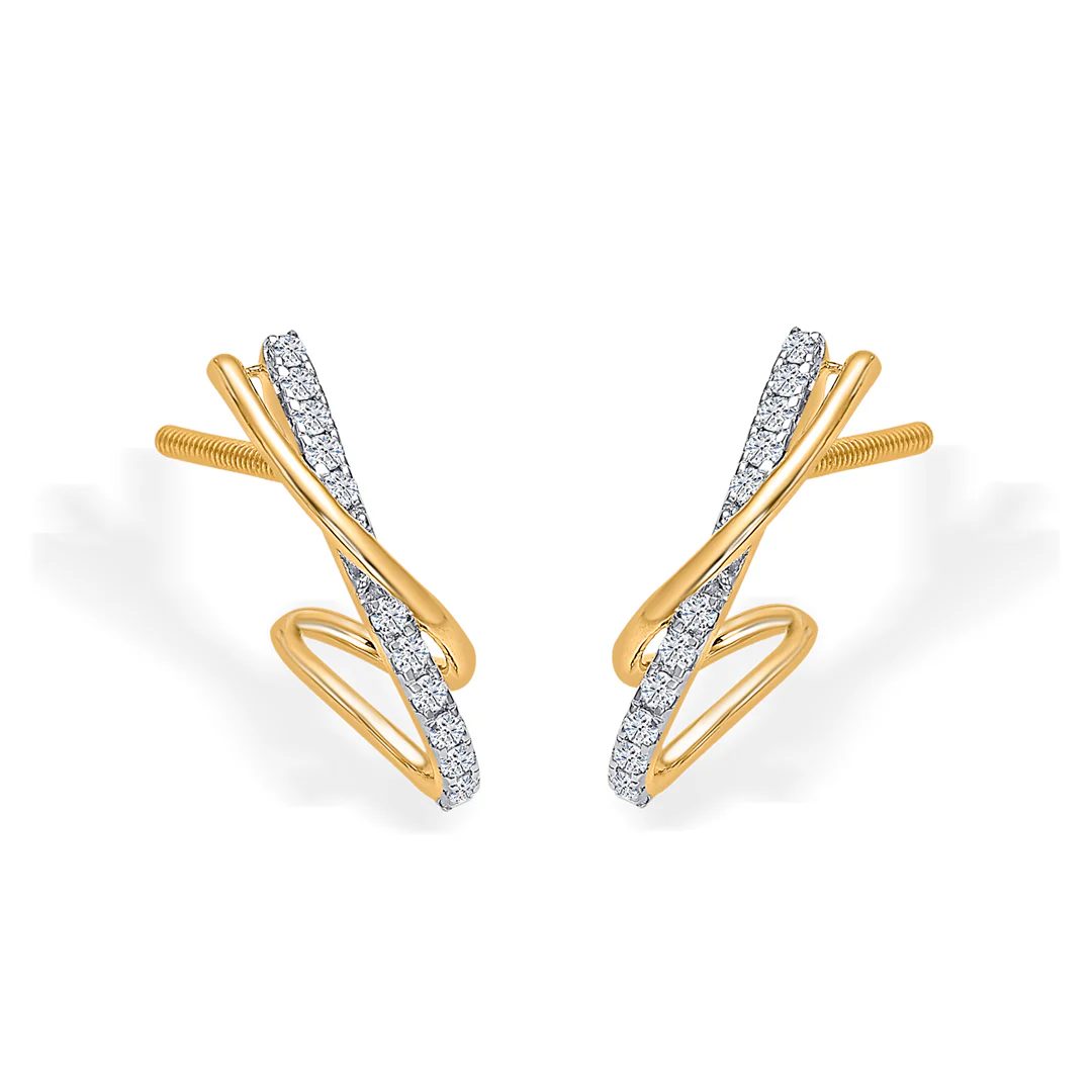 Xquisite Shine Gold & Diamond Hoops & Huggies Earring - Image 4