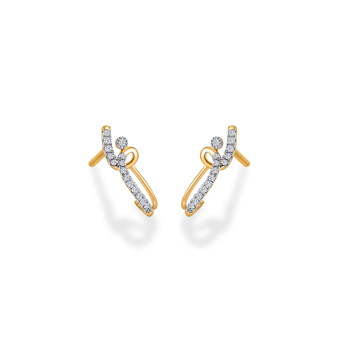 Zephyra Arc Gold & Diamond Hoops & Huggies Earring - Image 3